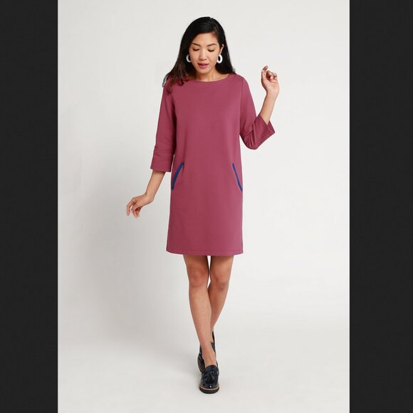 Betabrand Dresses & Skirts - Betabrand Large Mauve Half Day Shift Dress Pockets Summer Coastal NEW